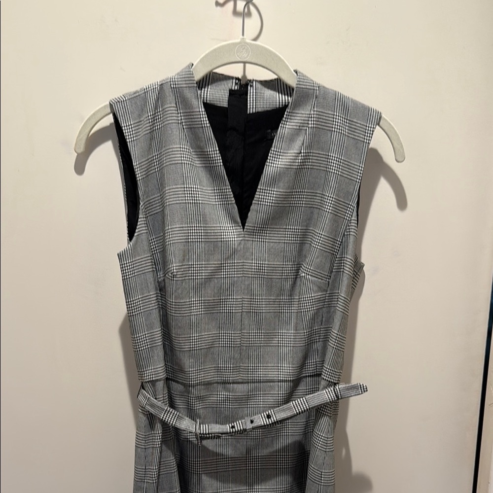 Ann Taylor Gray Sheath Midi Dress V-Neck Sleeveless